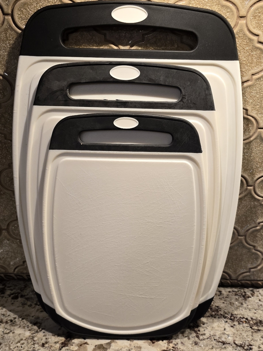 Gorilla Grip White & Black Nesting Cutting Board Set Of 3 BPA Free